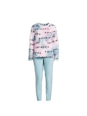 FRIENDS Plush Tie-Dye Logo Pajama Set in Pastel Pink & Light Blue